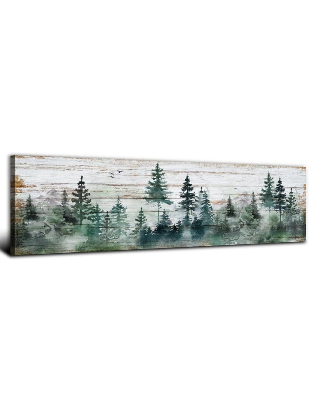 Rustic Pine Tree Wall Art - Vintage Forest Canvas Print for Living Room & Cabin
